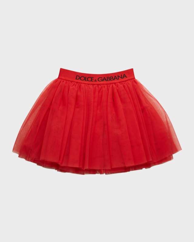 Girl's Logo-Tape Tulle Tutu Skirt, Size 2-6